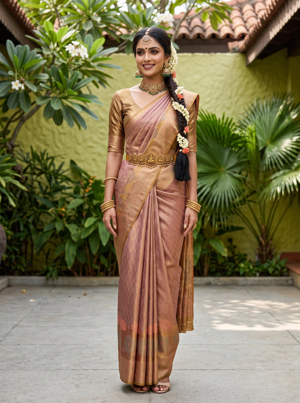 MIMOSA Gajari Kanjivaram Art Silk Saree — AI Model lifestyle pose