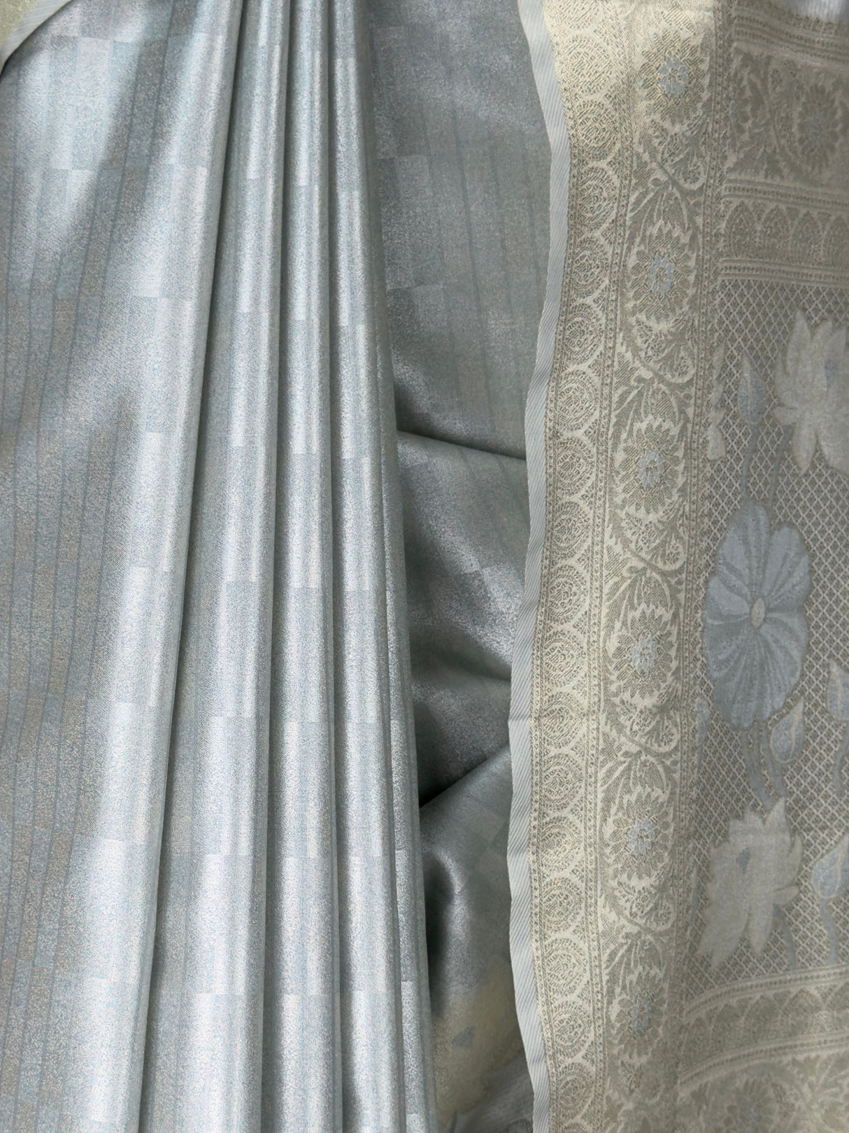 MIMOSA Grey Kanjivaram Art Silk Saree — fleets shot full lifestyle