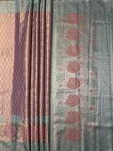 MIMOSA Peach Kanjivaram Art Silk Saree — pallu and zari work detail