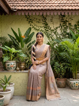 MIMOSA Pink Kanjivaram Art Silk Saree — pose 8 styling detail