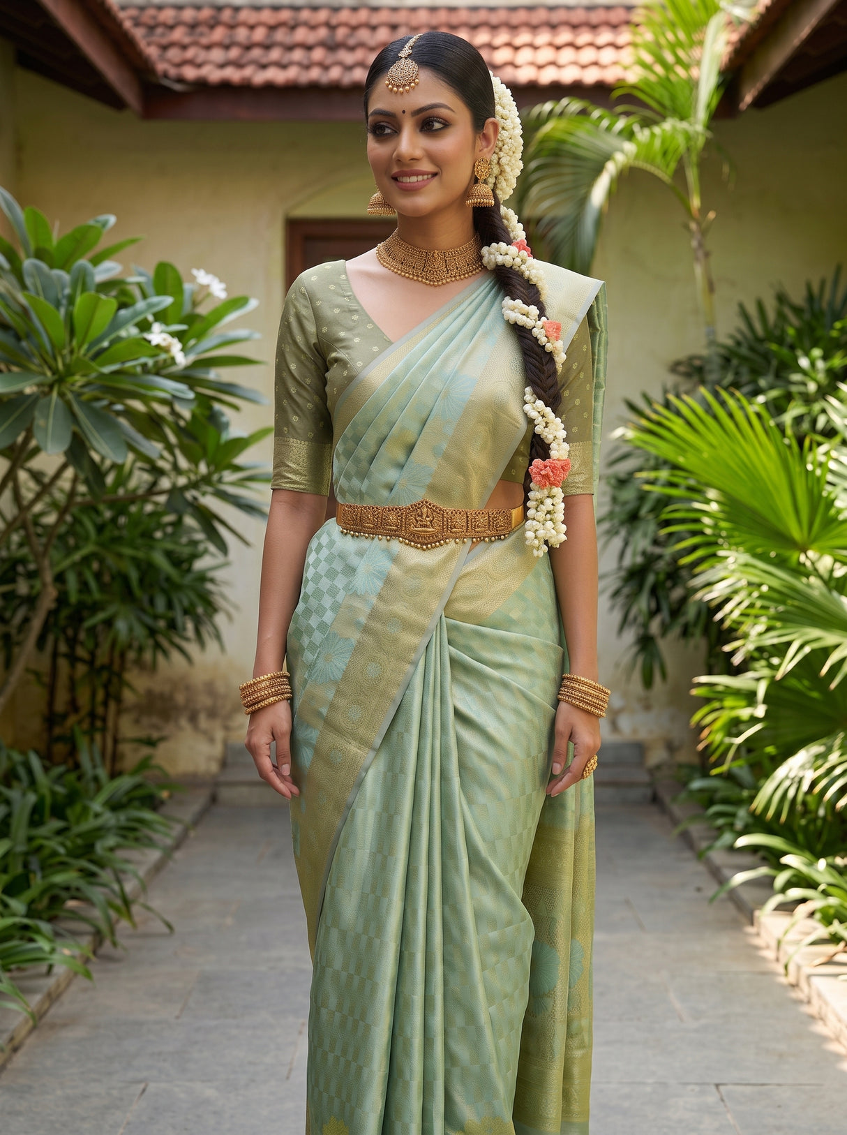 MIMOSA Rama Kanjivaram Art Silk Saree — pose 10 styling detail