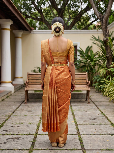 MIMOSA Orange Saree Saree — pose 2 styling detail