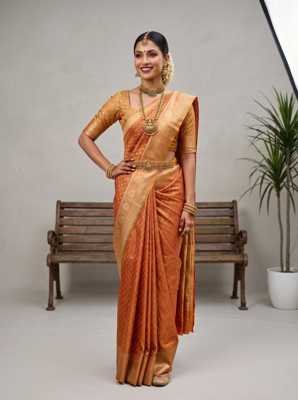 MIMOSA Orange Saree Saree — pose 4 styling detail