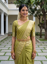 MIMOSA Parrot Green Saree Saree — pose 10 styling detail