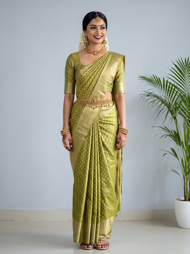 Parrot Green  Saree