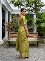 MIMOSA Parrot Green Saree Saree — pose 7 styling detail