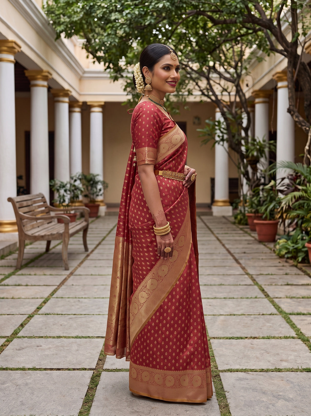 MIMOSA Strawberry Saree Saree — pose 3 styling detail