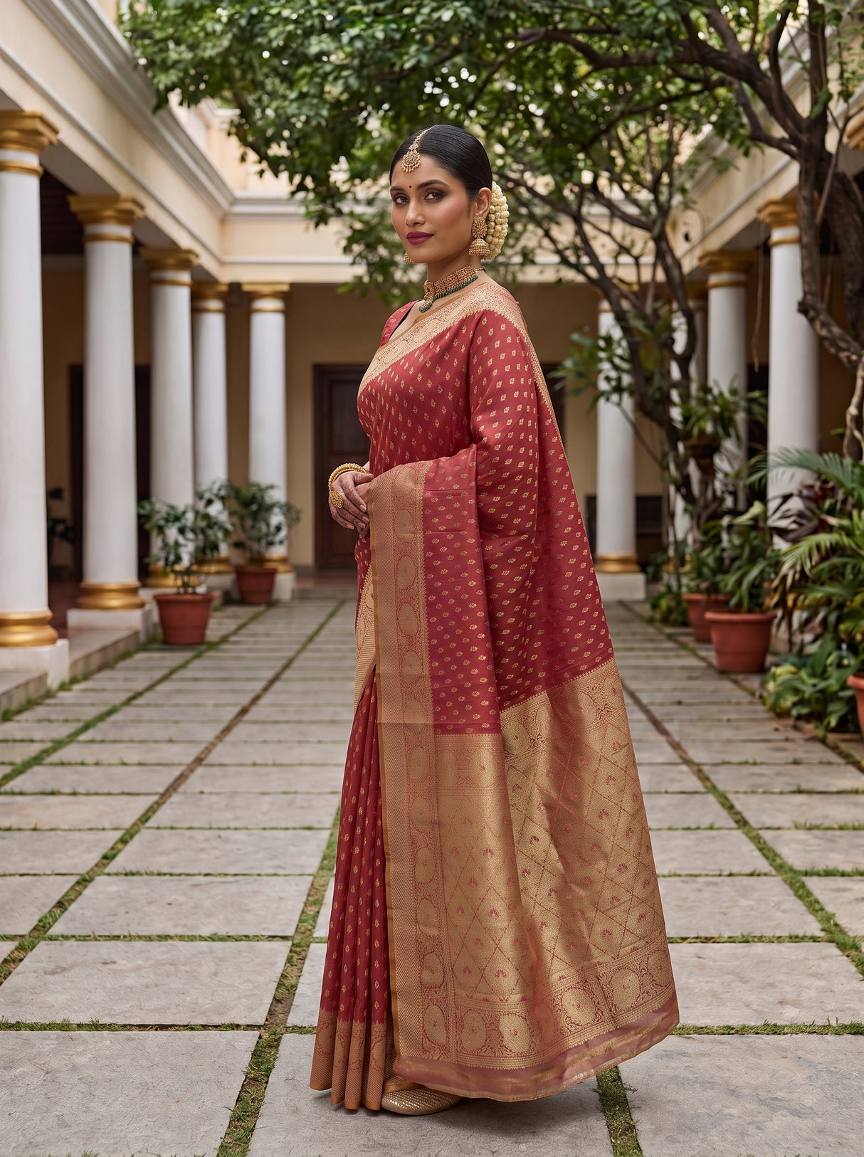 MIMOSA Strawberry Saree Saree — pose 5 styling detail