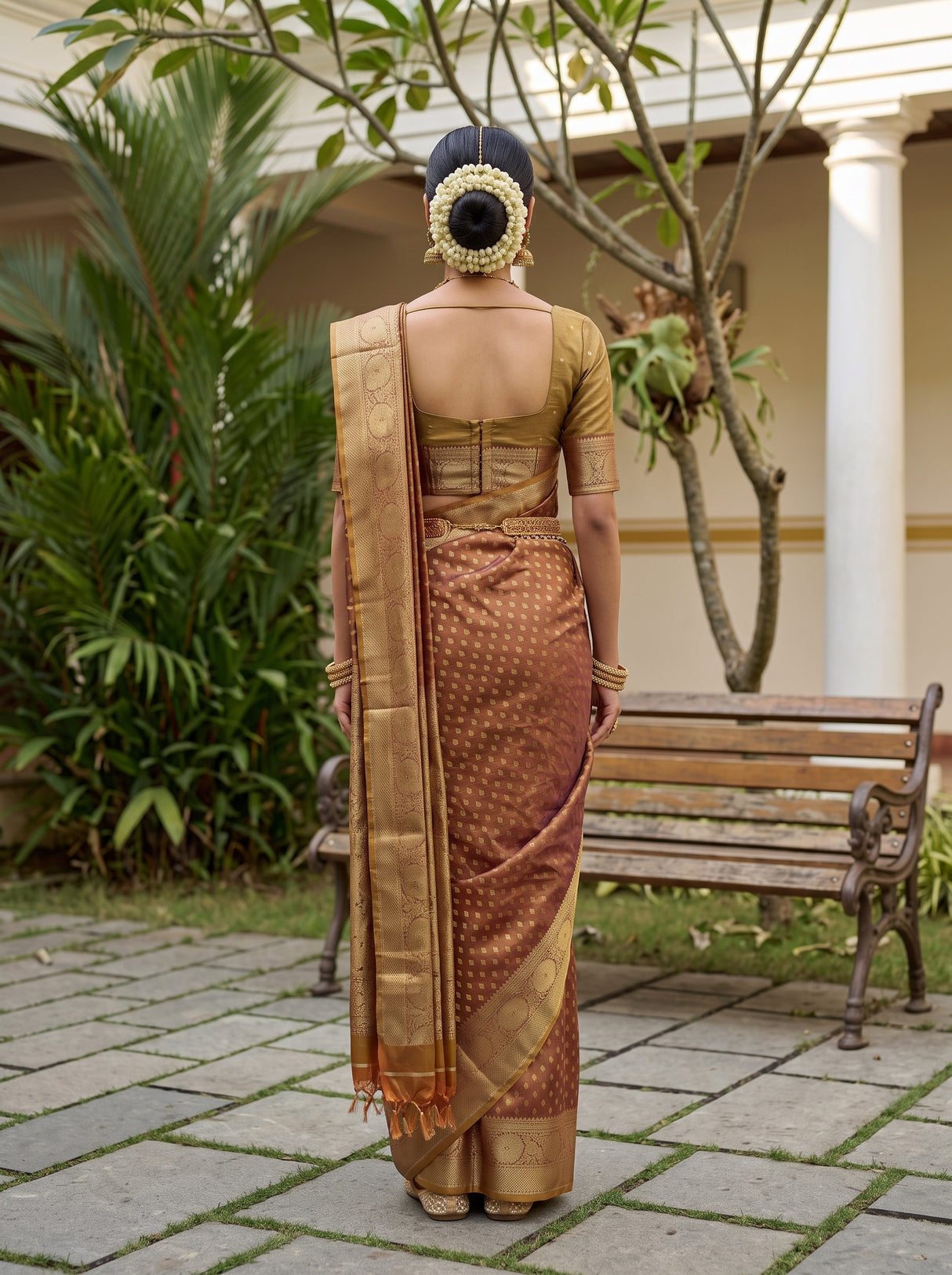 MIMOSA Wine Saree Saree — pose 2 styling detail