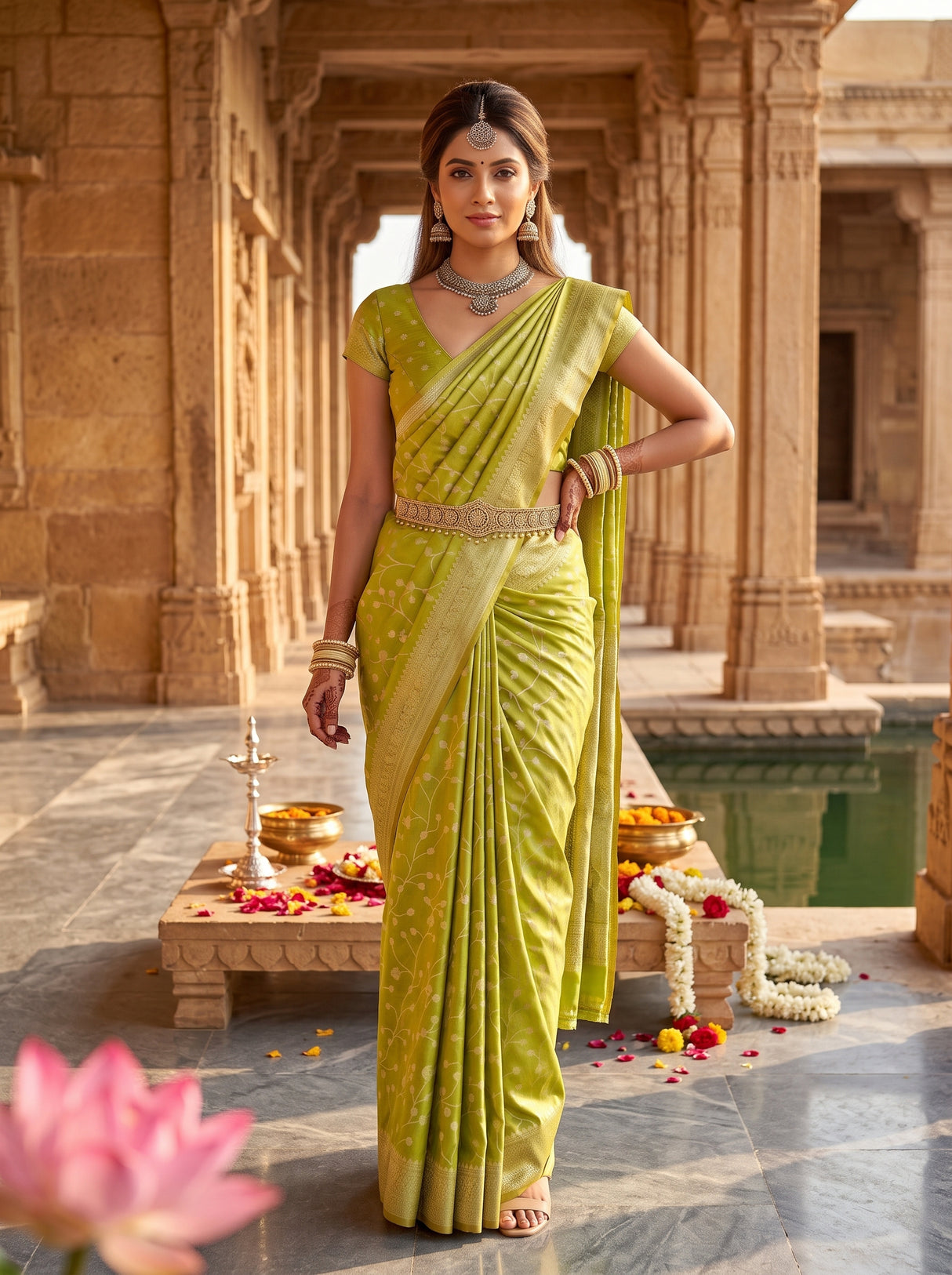 MIMOSA Olive Saree Saree — pose 4 styling detail