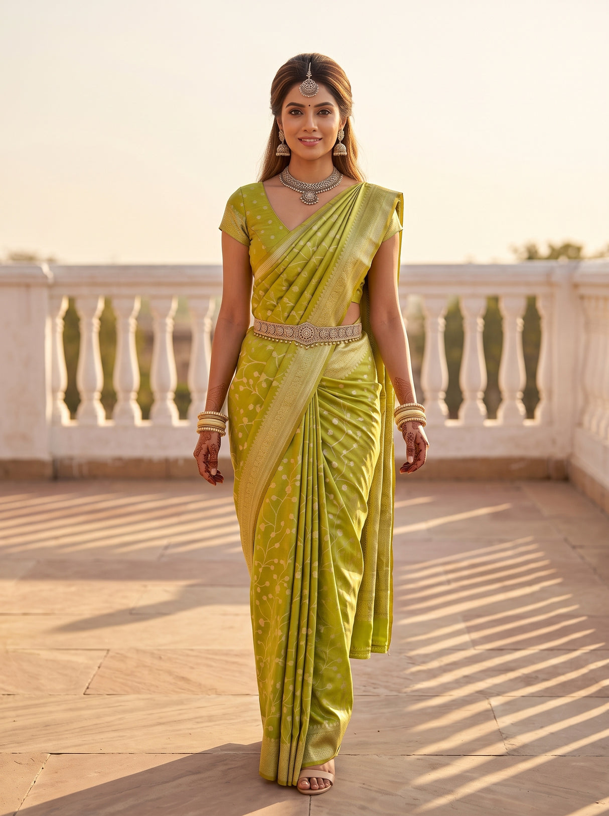 MIMOSA Olive Saree Saree — pose 6 styling detail