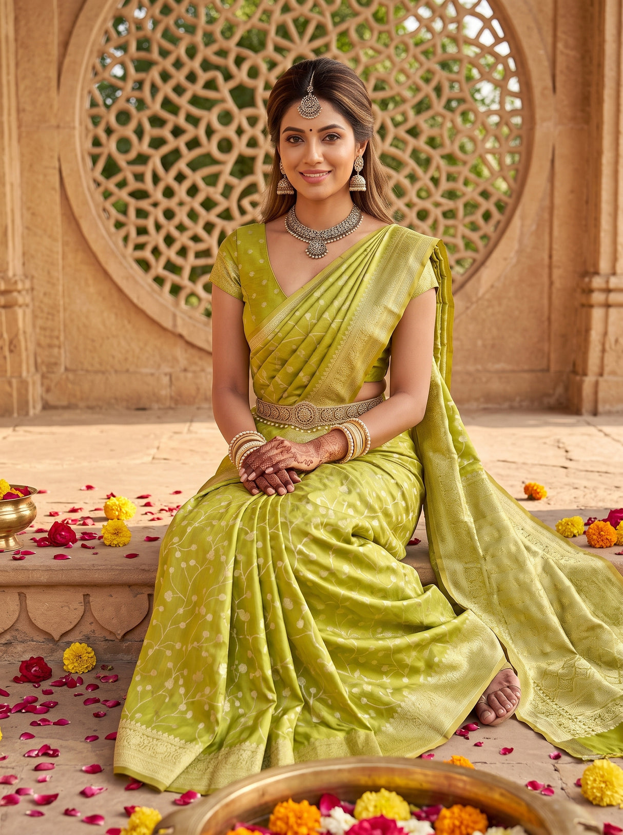 MIMOSA Olive Saree Saree — pose 8 styling detail