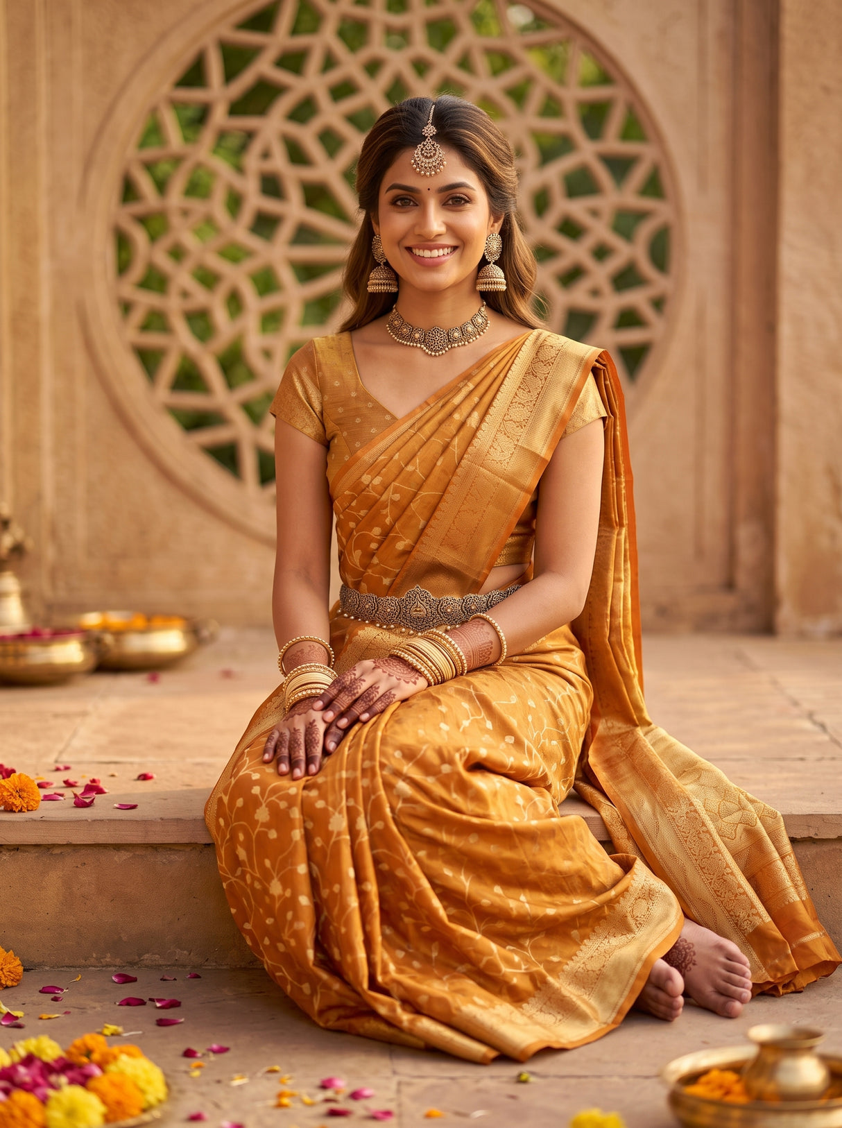 MIMOSA Orange Saree Saree — pose 8 styling detail