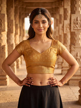MIMOSA Orange Saree Saree — blouse close-up