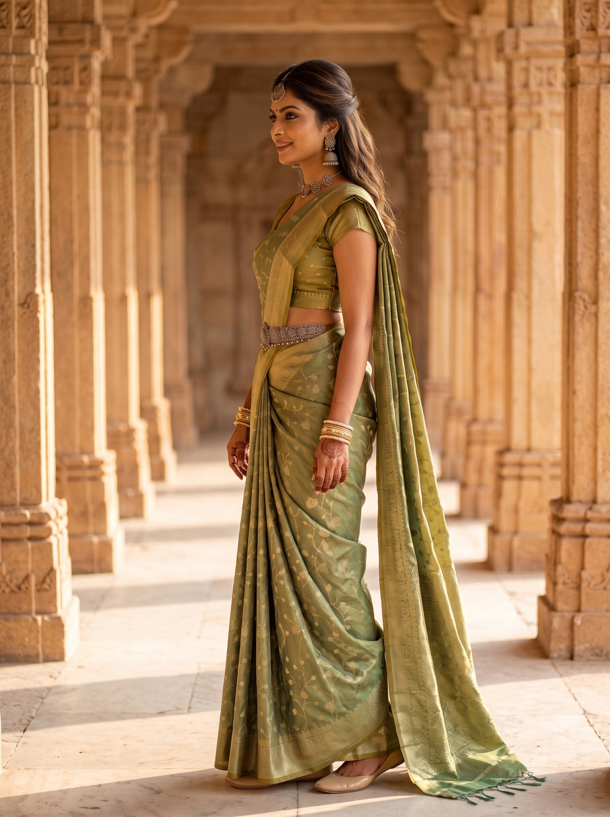 MIMOSA Sapphire Saree Saree — pose 3 styling detail