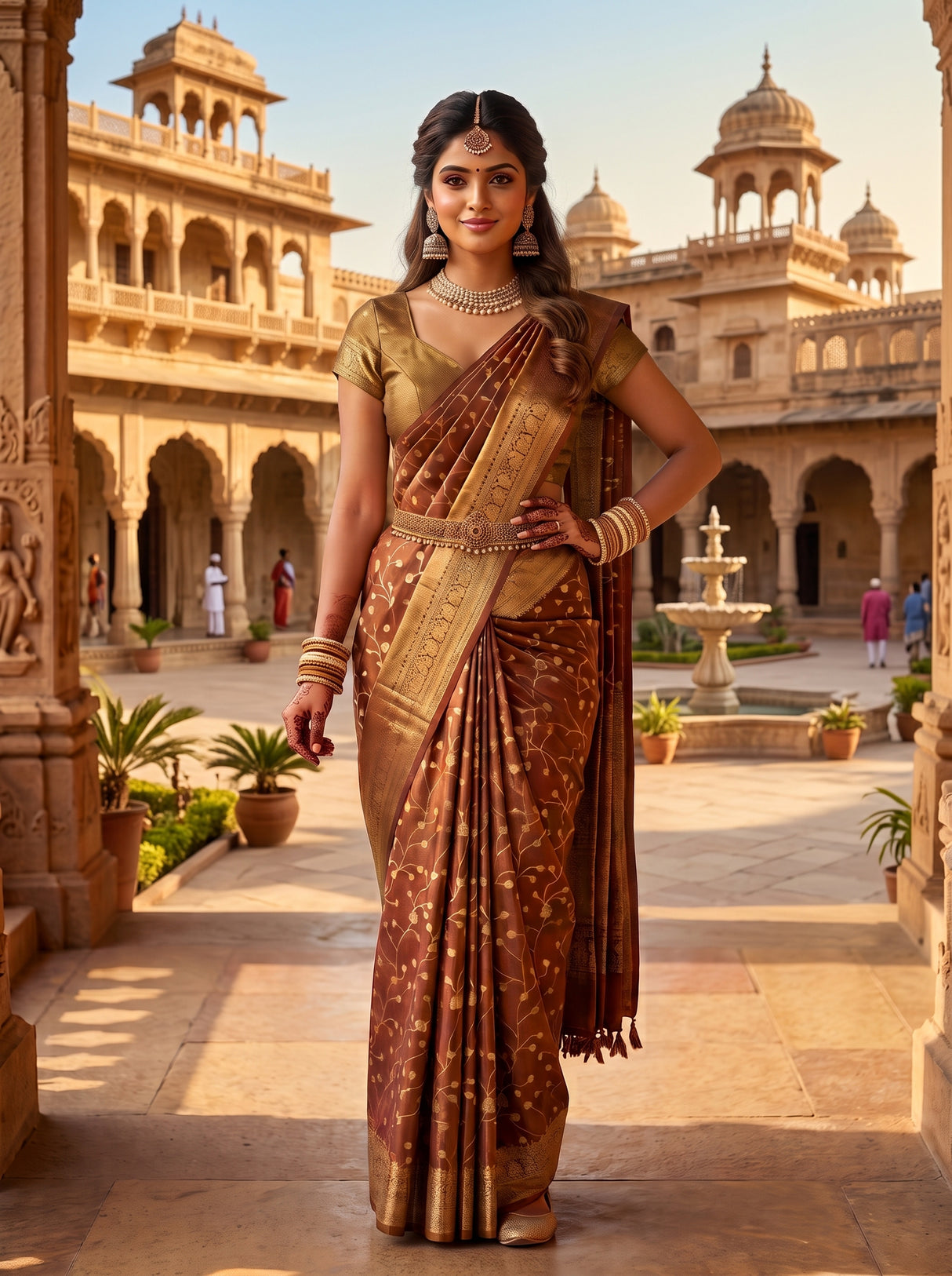 MIMOSA Wine Saree Saree — pose 4 styling detail