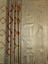 MIMOSA Orange Kanjivaram Art Silk Saree — pallu and zari work detail