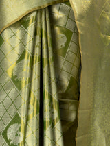 MIMOSA Parrot Green Kanjivaram Art Silk Saree — fleets shot full lifestyle