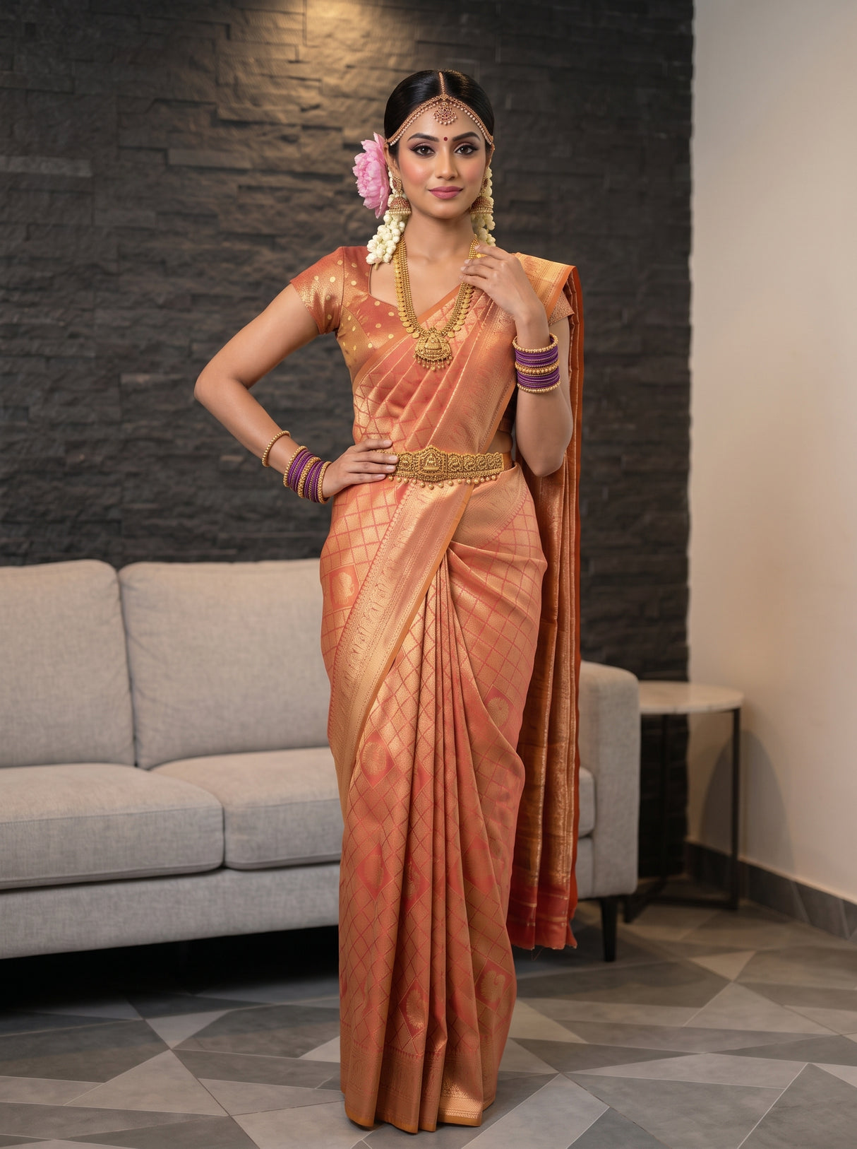 MIMOSA Rani Kanjivaram Art Silk Saree — pose 4 styling detail