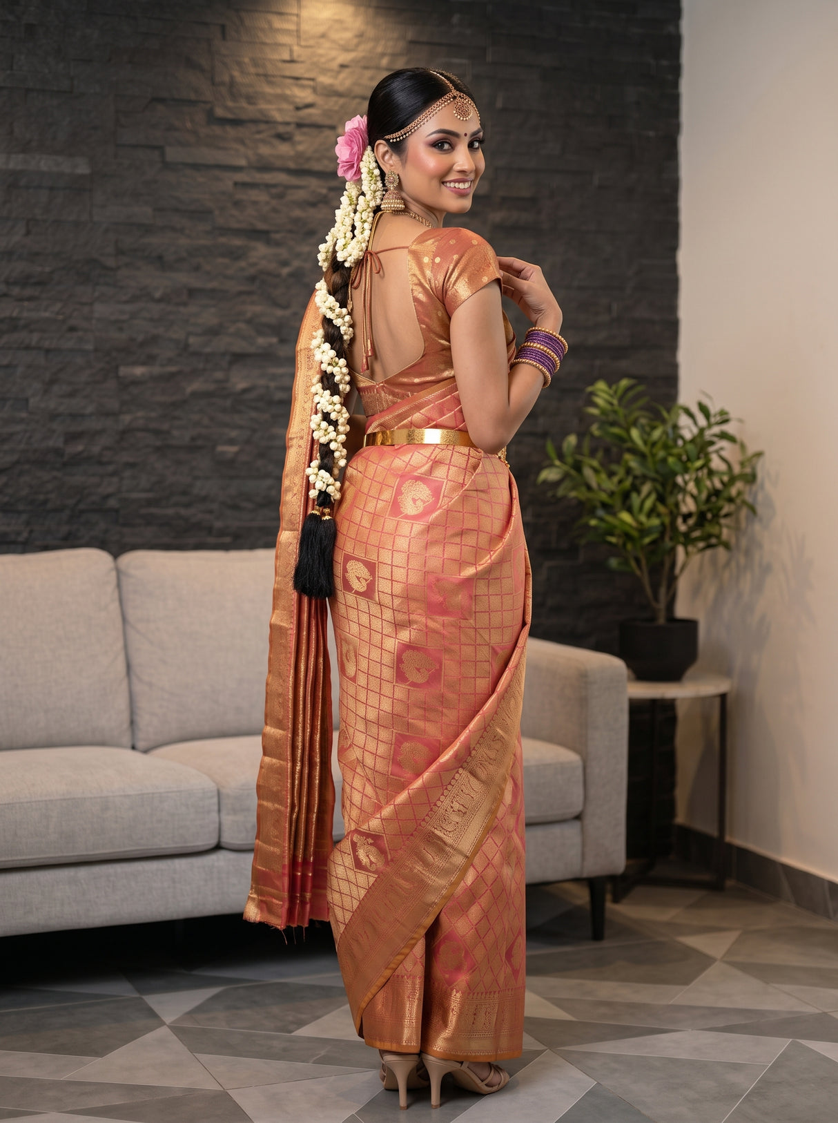 MIMOSA Rani Kanjivaram Art Silk Saree — pose 7 styling detail
