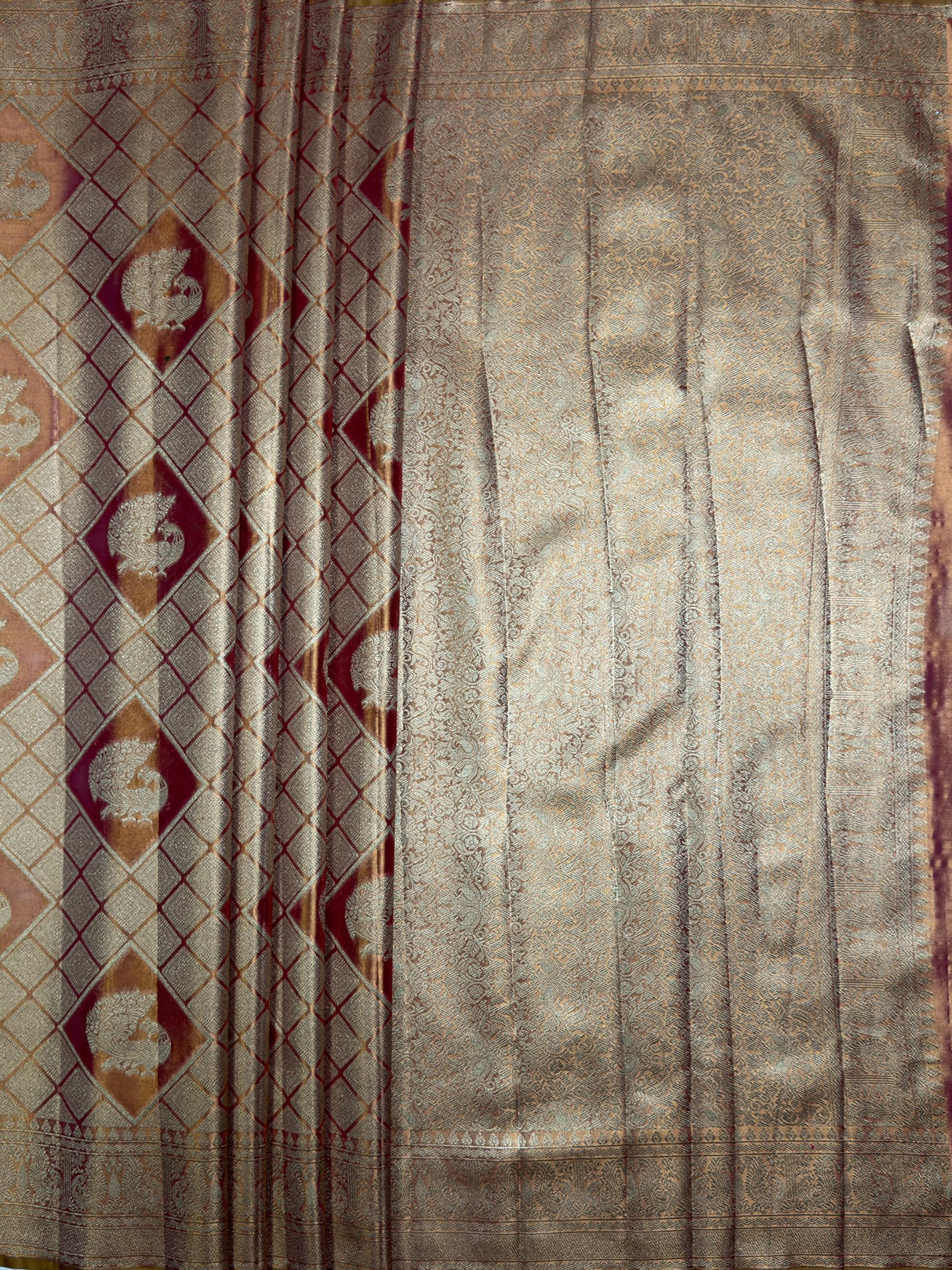 MIMOSA Rani Kanjivaram Art Silk Saree — pallu and zari work detail