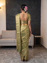 MIMOSA Sapphire Kanjivaram Art Silk Saree — pose 2 styling detail