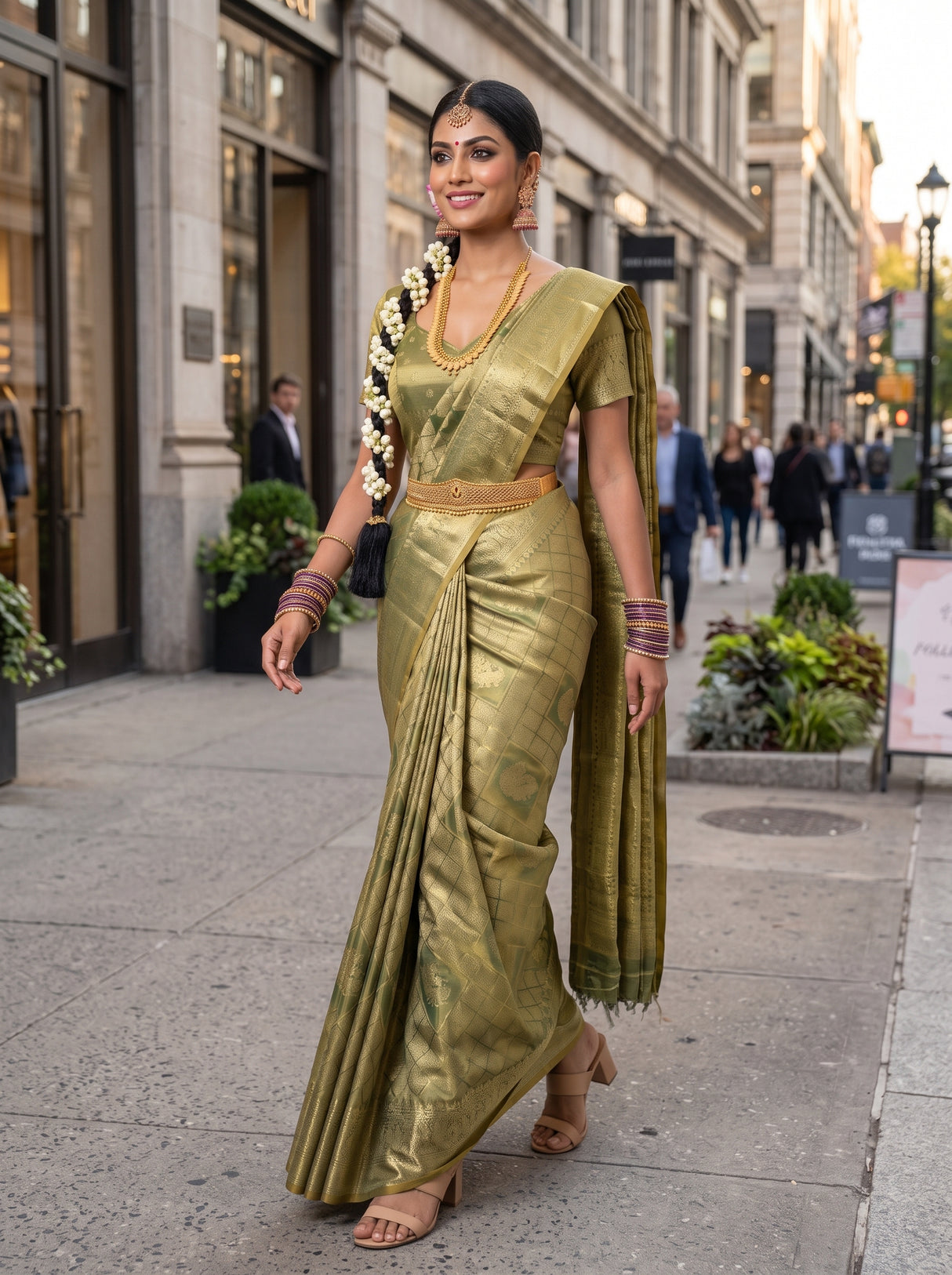 MIMOSA Sapphire Kanjivaram Art Silk Saree — pose 6 styling detail