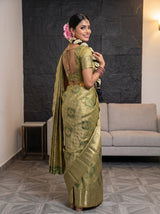 MIMOSA Sapphire Kanjivaram Art Silk Saree — pose 7 styling detail