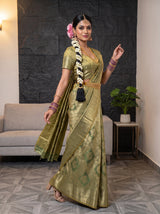 MIMOSA Sapphire Kanjivaram Art Silk Saree — pose 9 styling detail