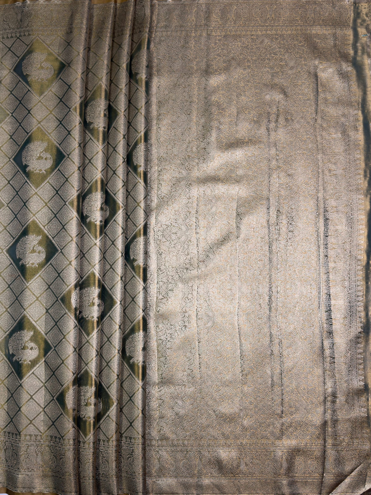 MIMOSA Sapphire Kanjivaram Art Silk Saree — pallu and zari work detail