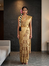 MIMOSA Wine Kanjivaram Art Silk Saree — AI Model lifestyle pose
