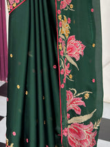 MIMOSA Bottle Green Banarasi chiffon Saree — fleets shot full lifestyle