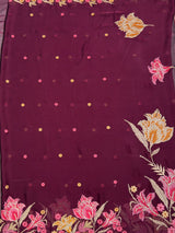 MIMOSA Chocolate Banarasi chiffon Saree — pallu and zari work detail