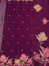 MIMOSA Magenta Banarasi chiffon Saree — pallu and zari work detail