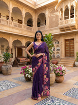 MIMOSA Purple Banarasi chiffon Saree — pose 4 styling detail