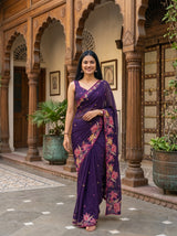 MIMOSA Purple Banarasi chiffon Saree — pose 6 styling detail