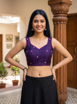 MIMOSA Purple Banarasi chiffon Saree — blouse close-up