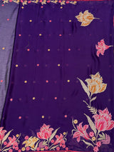 MIMOSA Purple Banarasi chiffon Saree — pallu and zari work detail