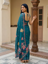 MIMOSA Sapphire Banarasi chiffon Saree — pose 7 styling detail