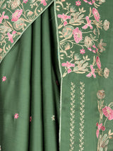 MIMOSA Olive Banarasi chiffon Saree — fleets shot full lifestyle