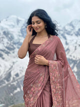 MIMOSA Peach Banarasi chiffon Saree — pose 10 styling detail