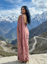 MIMOSA Peach Banarasi chiffon Saree — pose 7 styling detail