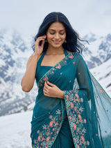 MIMOSA Sapphire Banarasi chiffon Saree — pose 10 styling detail