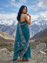 MIMOSA Sapphire Banarasi chiffon Saree — pose 7 styling detail