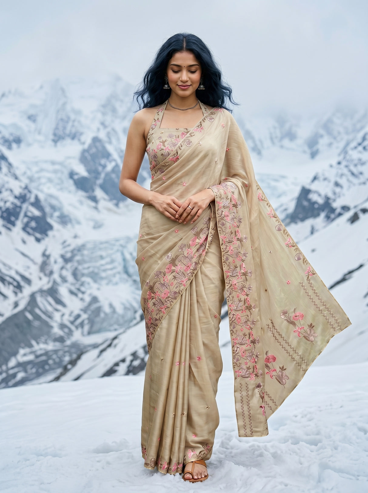 MIMOSA Tussar Banarasi chiffon Saree — pose 10 styling detail