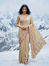 MIMOSA Tussar Banarasi chiffon Saree — pose 10 styling detail