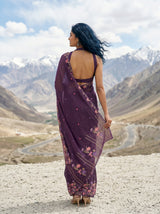 MIMOSA Violet Banarasi chiffon Saree — Model close-up face