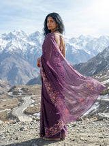 MIMOSA Violet Banarasi chiffon Saree — pose 7 styling detail