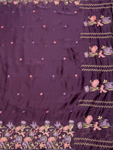 MIMOSA Violet Banarasi chiffon Saree — pallu and zari work detail