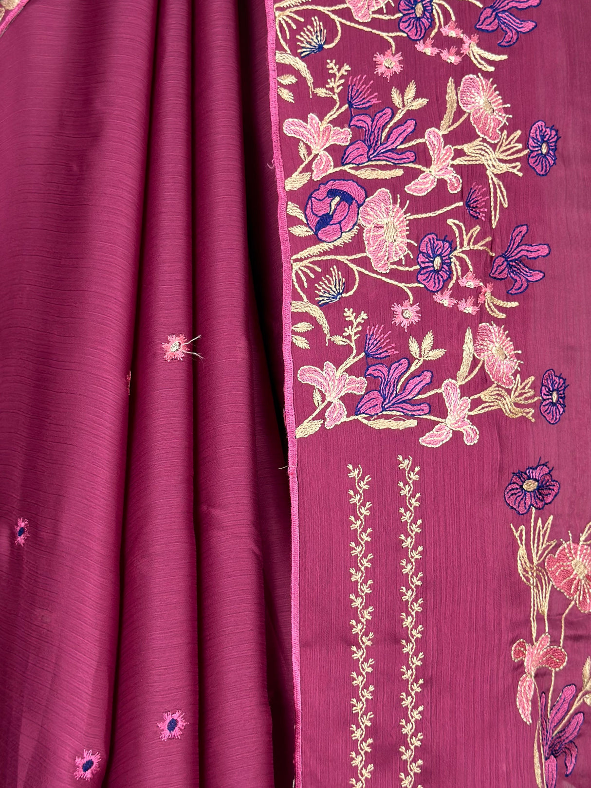 MIMOSA Wine Banarasi chiffon Saree — fleets shot full lifestyle